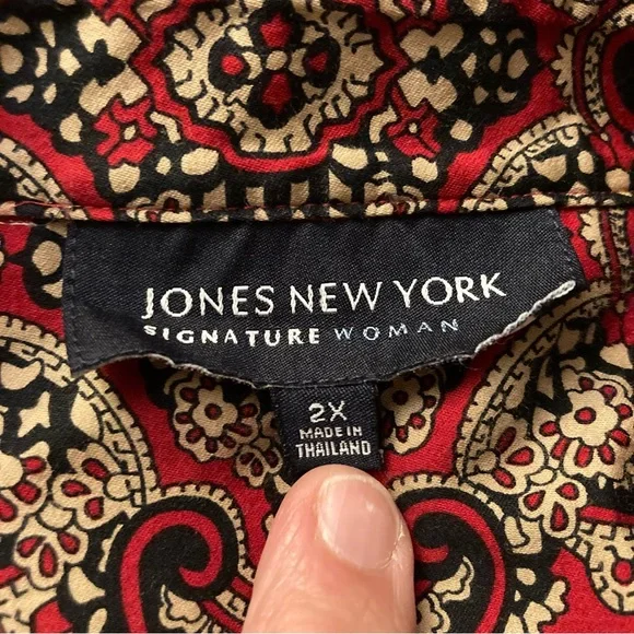 Jones New York Signature Woman 2X Fitted Button Up Blouse long Sleeve - Picture 5 of 9